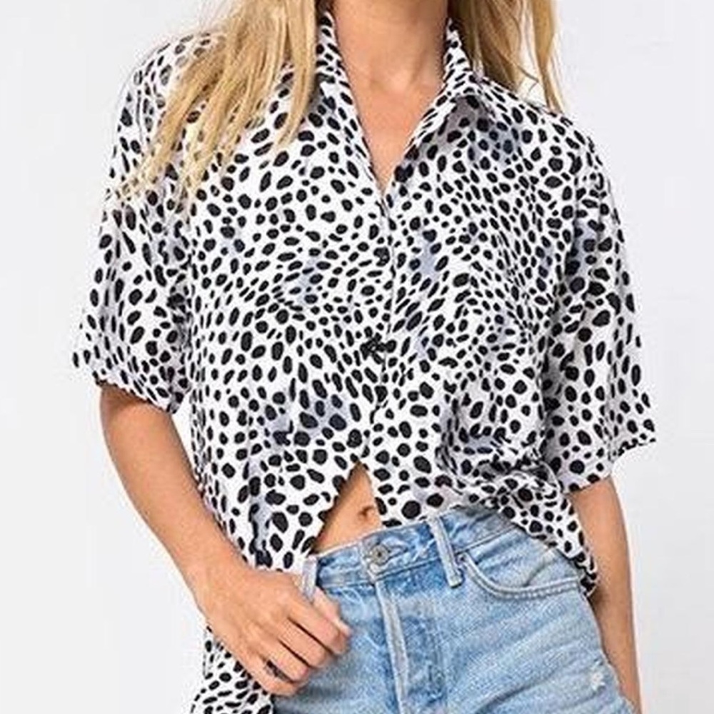 Motel Dot Print Button Down